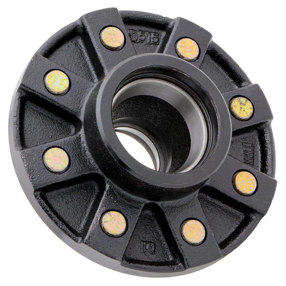 5,200-7,000 lbs Axle Idler Hub - 8 lugs on 6.5" Bolt Pattern - Races Installed on Hub: 25520, 14276 - Fits #42 Spindles